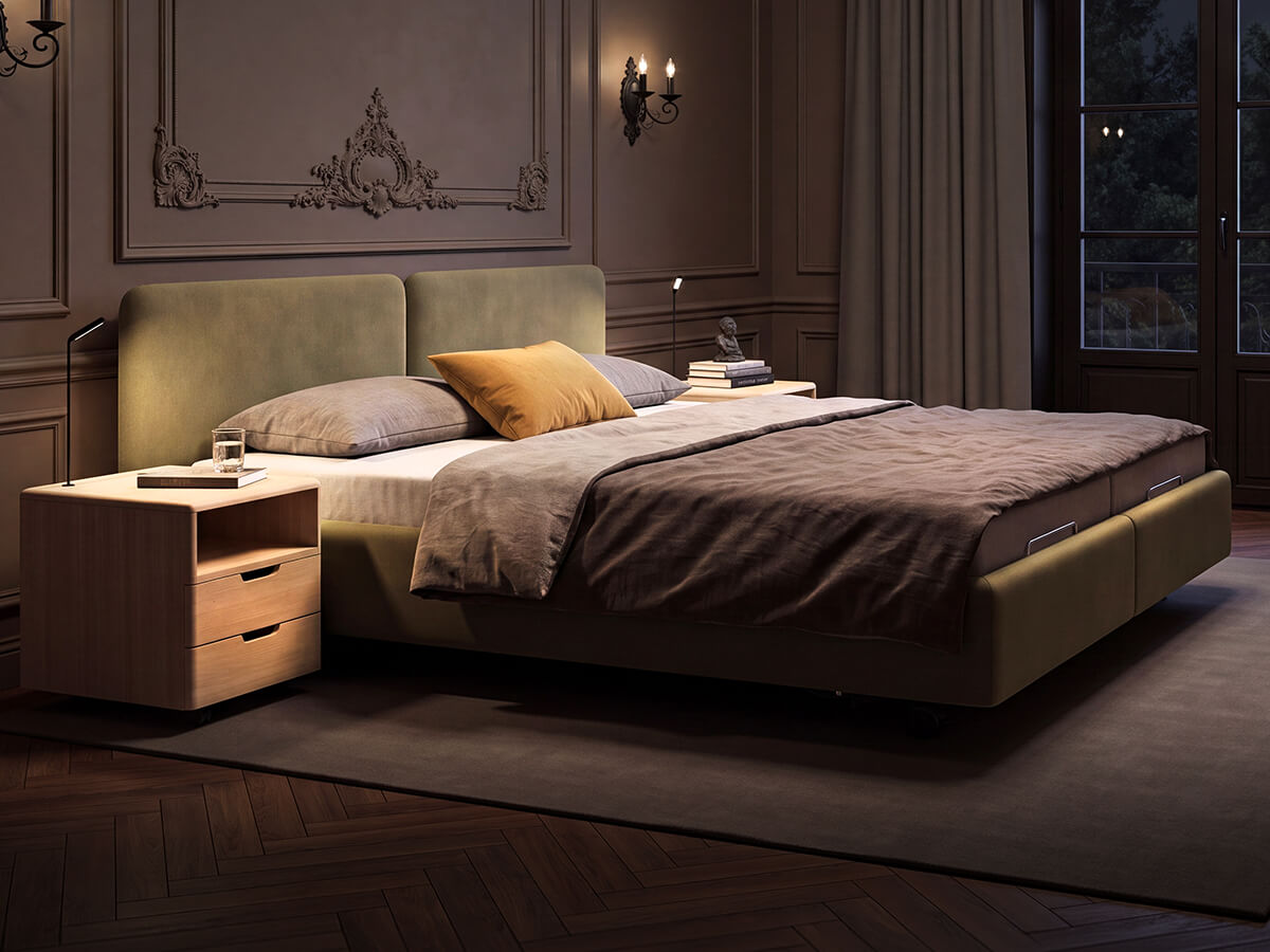 Prestige-Komfortbett Cortina von KIRCHNER als Polsterbett mit Nachttisch